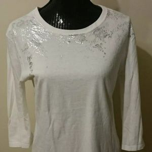 Calvin Klein Jean's White Silver Top Size XL
